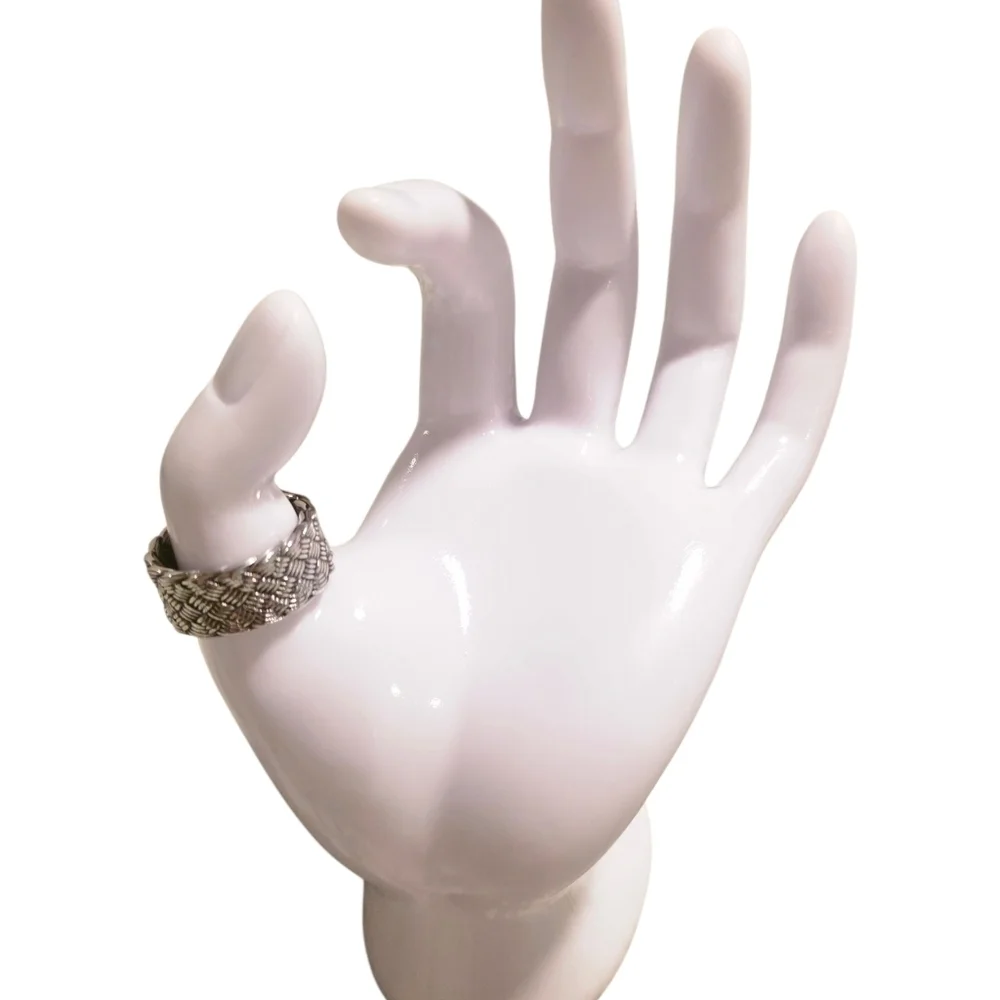 New Stainless Steel Woven Pattern Ring Size 11